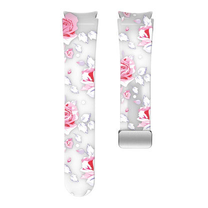 For Samsung Galaxy Watch5 Magnetic Printed Silicone Watch Band(Transparent Pink Flower) by bashfashion
