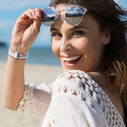 For Samsung Galaxy Watch5 Magnetic Printed Silicone Watch Band(Transparent Pink Flower) by bashfashion