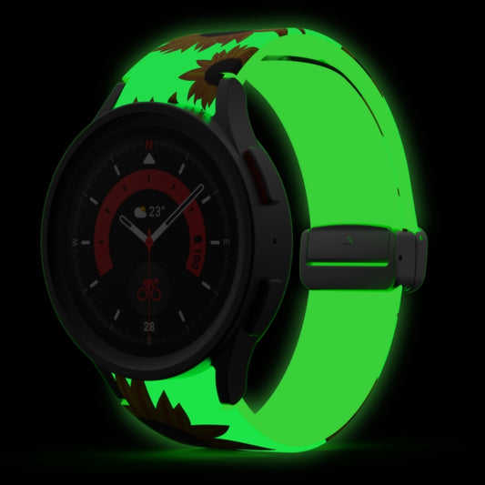 For Samsung Galaxy Watch5 Magnetic Printed Silicone Watch Band(Luminous Sunflower) by bashfashion