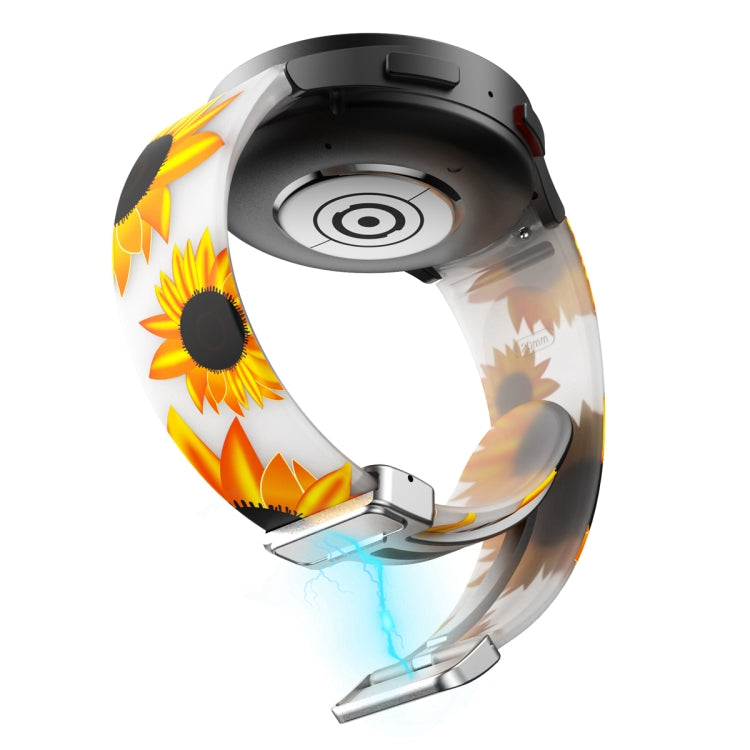 For Samsung Galaxy Watch5 Magnetic Printed Silicone Watch Band(Luminous Sunflower) by bashfashion