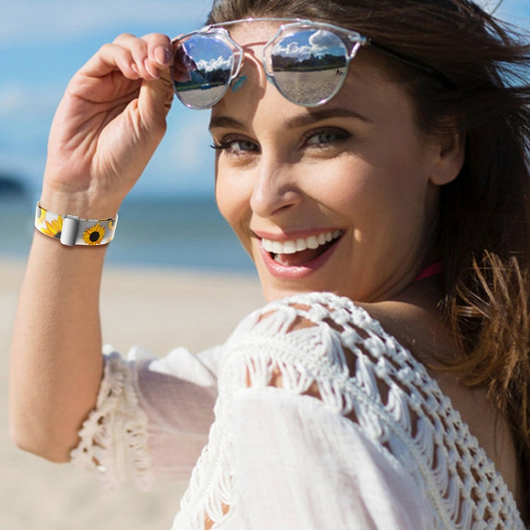 For Samsung Galaxy Watch5 Magnetic Printed Silicone Watch Band(Luminous Sunflower) by bashfashion