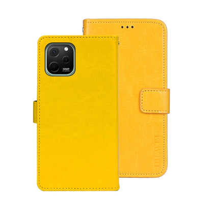 For Huawei nova Y61 4G idewei Crazy Horse Texture Leather Phone Case(Yellow) by idewei
