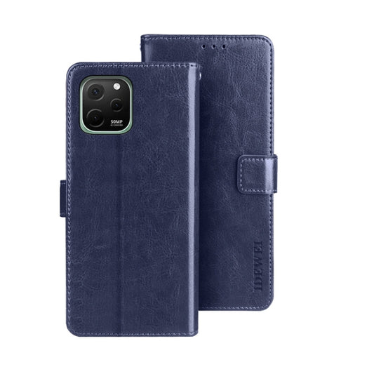 For Huawei nova Y61 4G idewei Crazy Horse Texture Leather Phone Case(Dark Blue) by idewei