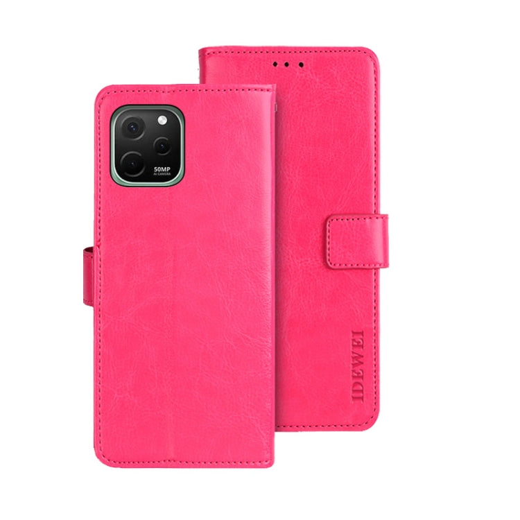 For Huawei nova Y61 4G idewei Crazy Horse Texture Leather Phone Case(Rose Red) by idewei