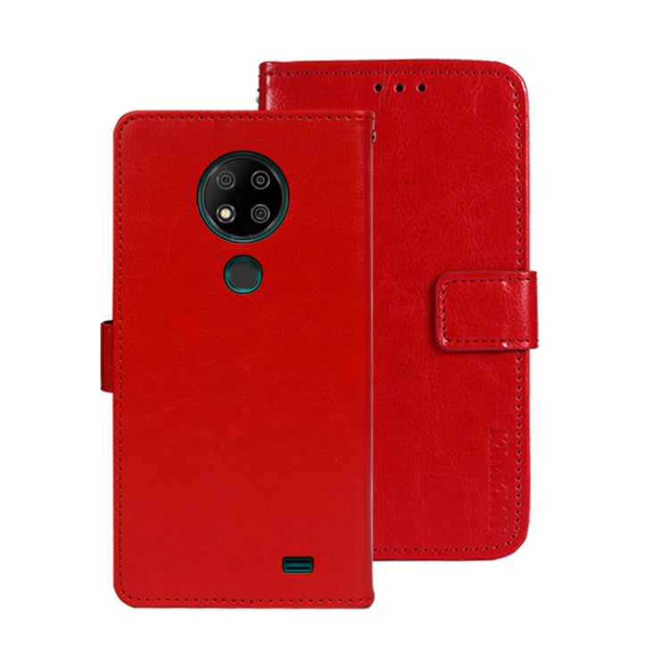 For Oukitel C19 Pro idewei Crazy Horse Texture Leather Phone Case(Red) by idewei