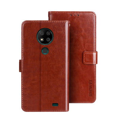 For Oukitel C19 Pro idewei Crazy Horse Texture Leather Phone Case(Brown) by idewei