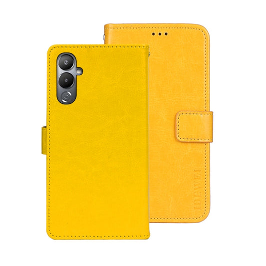 For Tecno Pova 4 idewei Crazy Horse Texture Leather Phone Case(Yellow) by idewei