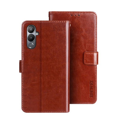 For Tecno Pova 4 idewei Crazy Horse Texture Leather Phone Case(Brown) by idewei