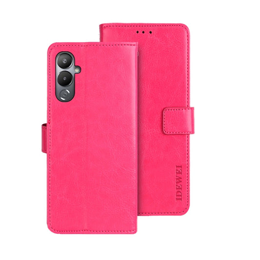 For Tecno Pova 4 idewei Crazy Horse Texture Leather Phone Case(Rose Red) by idewei