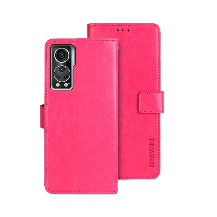 For ZTE Axon 30S idewei Crazy Horse Texture Leather Phone Case(Rose Red) by idewei