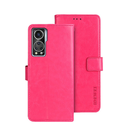 For ZTE Axon 30S idewei Crazy Horse Texture Leather Phone Case(Rose Red) by idewei