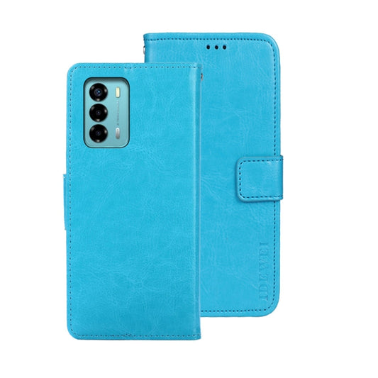 For ZTE Blade A72 4G idewei Crazy Horse Texture Leather Phone Case(Sky Blue) by idewei