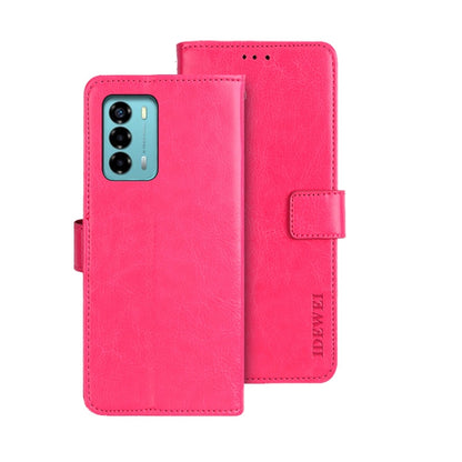 For ZTE Blade A72 4G idewei Crazy Horse Texture Leather Phone Case(Rose Red) by idewei