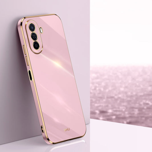 For Huawei Enjoy 50 XINLI Straight Edge 6D Electroplate TPU Phone Case(Cherry Purple) by XINLI