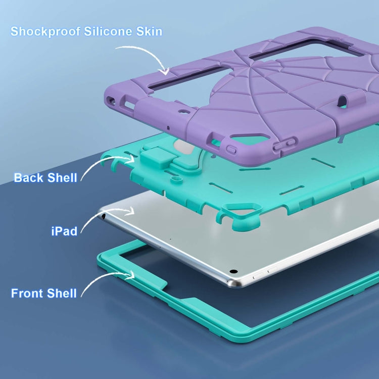 For iPad 10.2 2021 / 2020 / 2019 Silicone + PC Shockproof Protective Tablet Case (Purple + Mint Green) by bashfashion