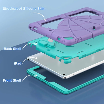 For iPad 10.2 2021 / 2020 / 2019 Silicone + PC Shockproof Protective Tablet Case (Purple + Mint Green) by bashfashion
