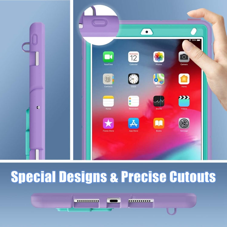 For iPad 10.2 2021 / 2020 / 2019 Silicone + PC Shockproof Protective Tablet Case (Purple + Mint Green) by bashfashion