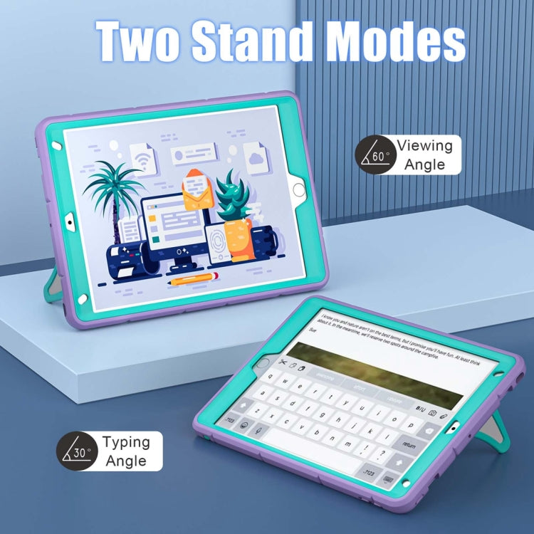 For iPad 10.2 2021 / 2020 / 2019 Silicone + PC Shockproof Protective Tablet Case (Purple + Mint Green) by bashfashion