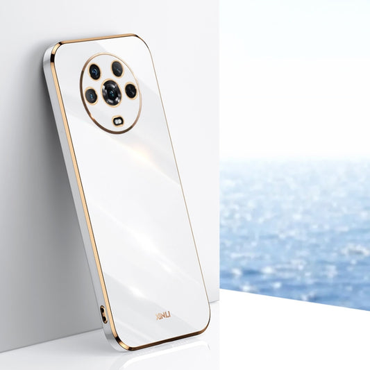 For Honor Magic4 XINLI Straight Edge 6D Electroplate TPU Phone Case(White) by XINLI