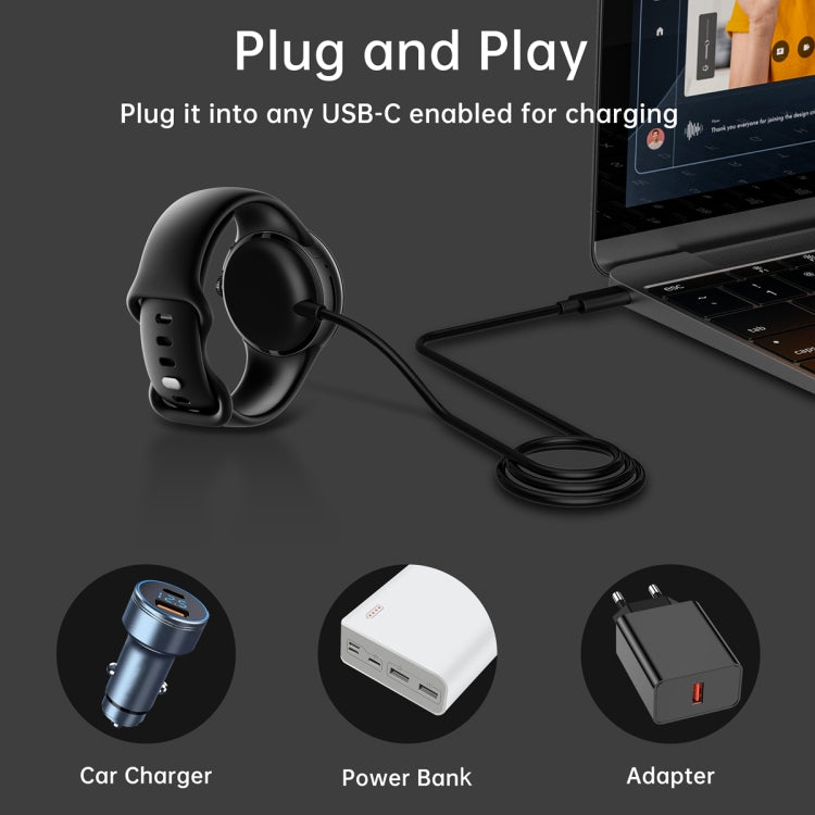 For Google Pixel Watch Type-C Port Smart Watch Magnetic Charging Cable, Length: 1m(Black) by bashfashion