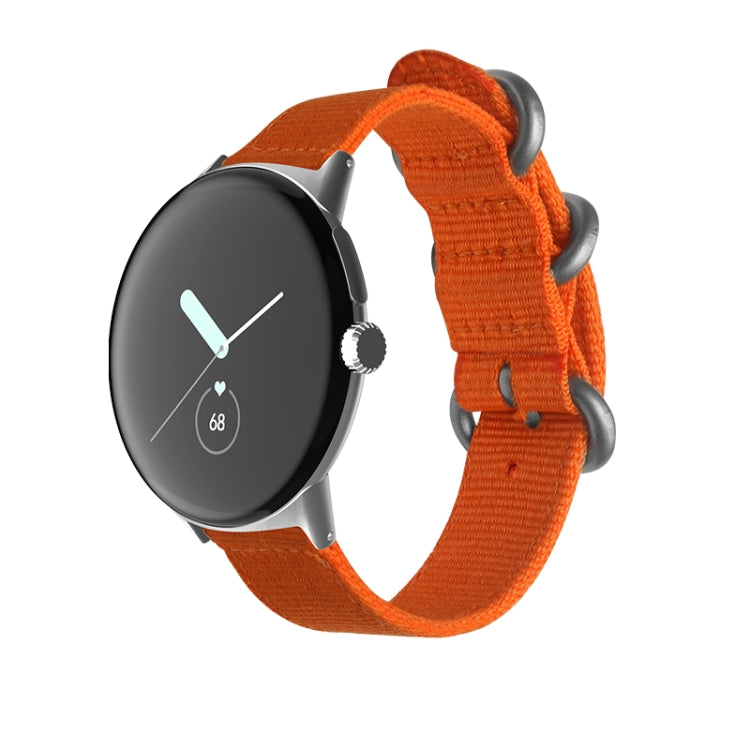 For Google Pixel Watch Woven Nylon Steel Buckle Watch Band(Orange+Silver) by bashfashion