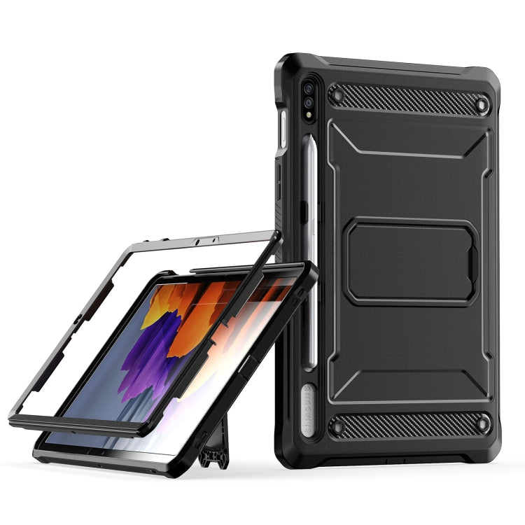 For Samsung Galaxy Tab S7/S8 Explorer PC + TPU Tablet Protective Case with Pen Slot(Black) by bashfashion