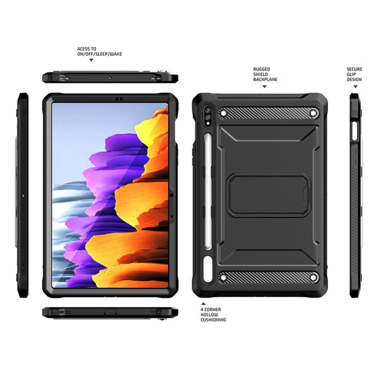 For Samsung Galaxy Tab S7/S8 Explorer PC + TPU Tablet Protective Case with Pen Slot(Black) by bashfashion