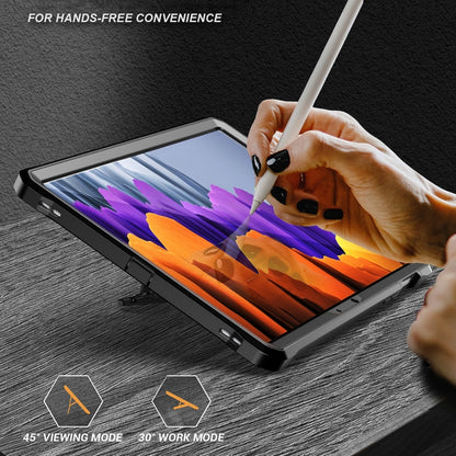For Samsung Galaxy Tab S7/S8 Explorer PC + TPU Tablet Protective Case with Pen Slot(Black) by bashfashion