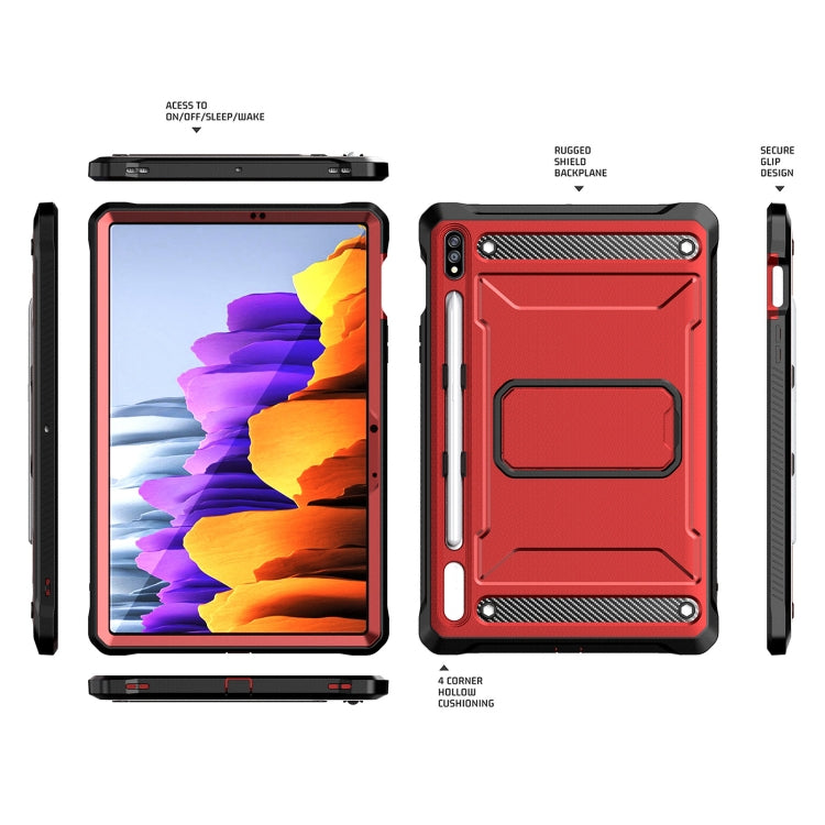 For Samsung Galaxy Tab S7/S8 Explorer PC + TPU Tablet Protective Case with Pen Slot(Red) by bashfashion