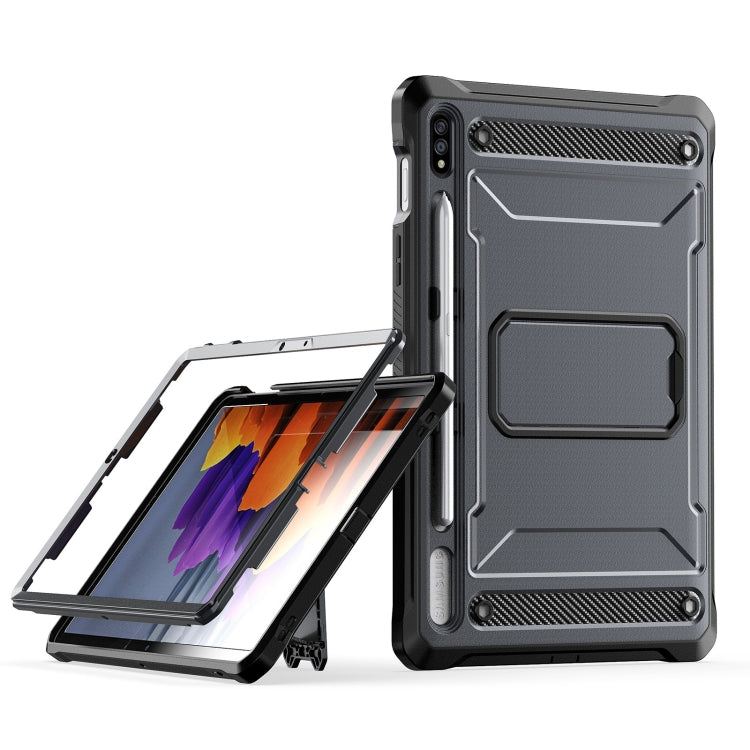 For Samsung Galaxy Tab S7/S8 Explorer PC + TPU Tablet Protective Case with Pen Slot(Grey) by bashfashion