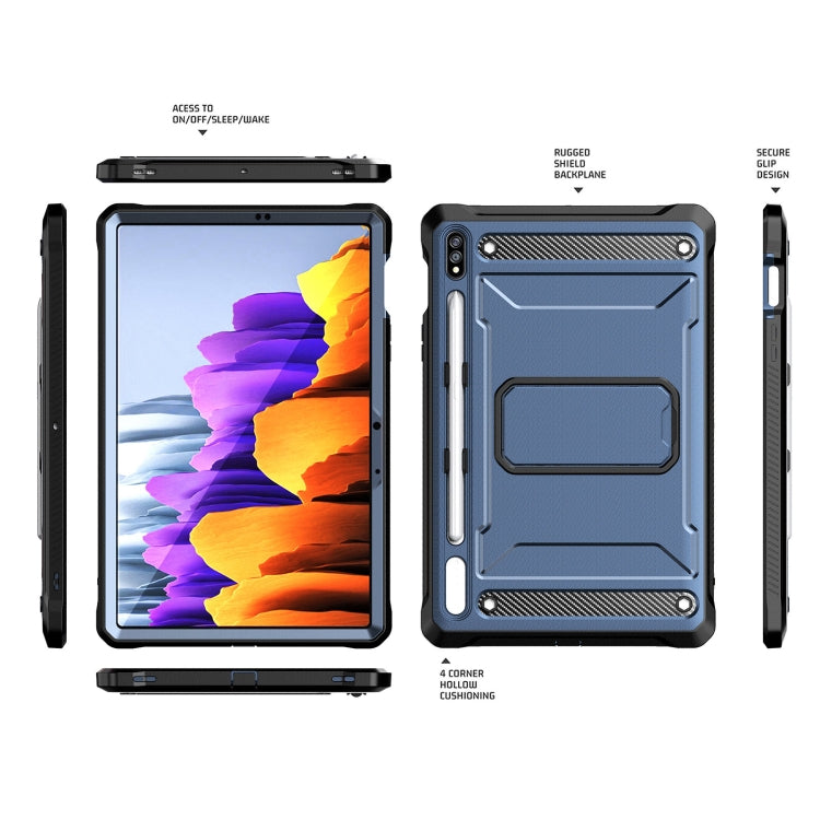 For Samsung Galaxy Tab S7/S8 Explorer PC + TPU Tablet Protective Case with Pen Slot(Blue) by bashfashion