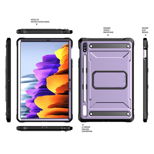 For Samsung Galaxy Tab S7/S8 Explorer PC + TPU Tablet Protective Case with Pen Slot(Purple) by bashfashion