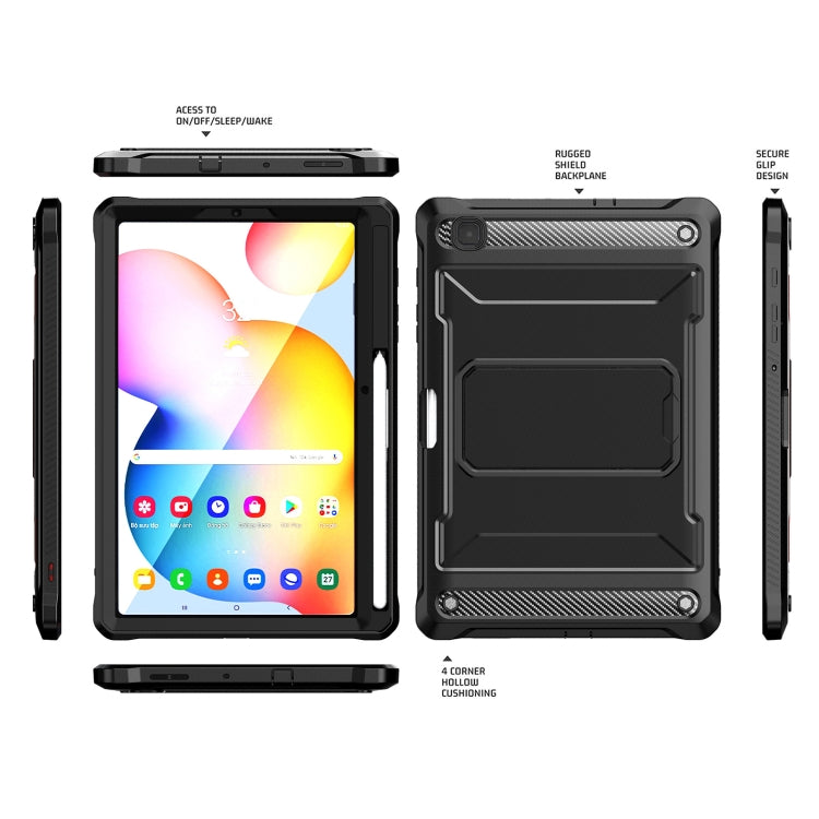For Samsung Galaxy Tab S6 Lite Explorer PC + TPU Tablet Protective Case with Pen Slot(Black) by bashfashion
