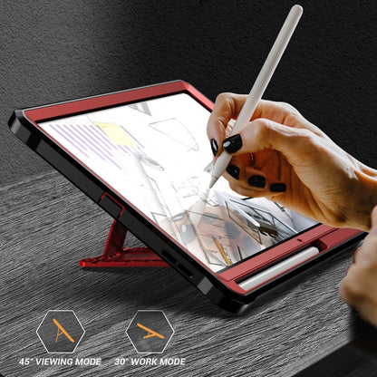 For Samsung Galaxy Tab S6 Lite Explorer PC + TPU Tablet Protective Case with Pen Slot(Red) by bashfashion