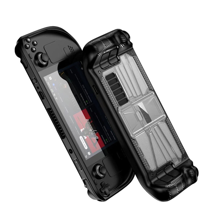 For Steam Deck Shockproof PC + TPU Game Console Protective Case with Holder(Black+Transparent) by bashfashion