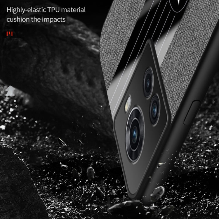 For OnePlus Ace XINLI Stitching Cloth Textue Shockproof TPU Phone Case(Grey) by XINLI