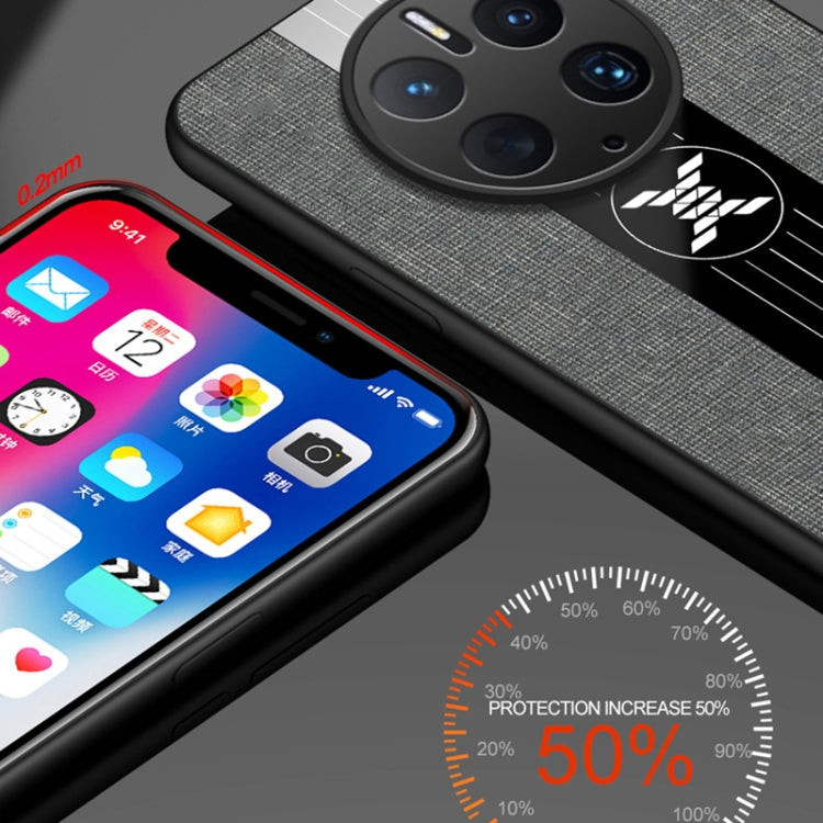 For Huawei Mate 50 Pro XINLI Stitching Cloth Textue Shockproof TPU Phone Case(Black) by XINLI