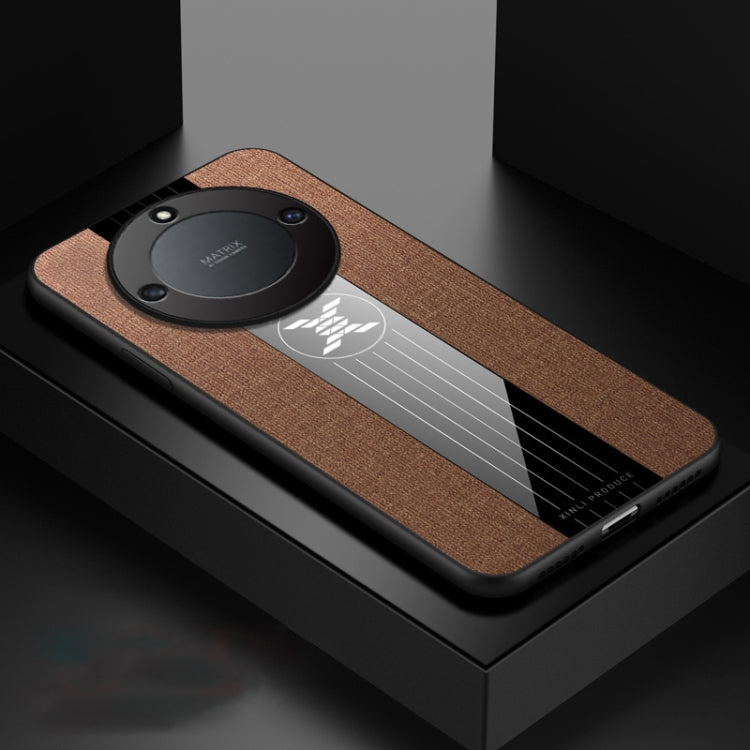 For Honor X40 XINLI Stitching Cloth Textue Shockproof TPU Phone Case(Brown) by XINLI