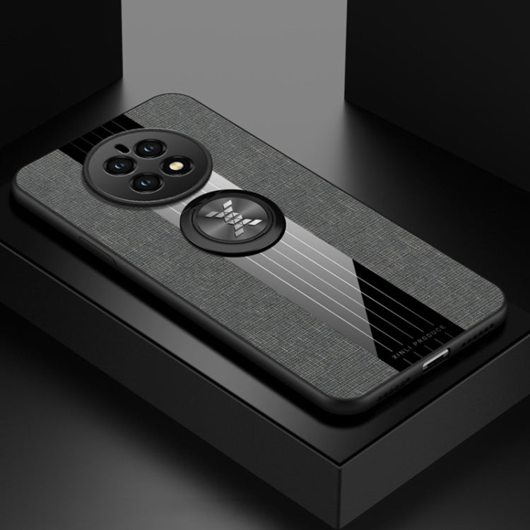 For Huawei Mate 50 XINLI Stitching Cloth Textue TPU Phone Case with Ring Holder(Grey) by XINLI
