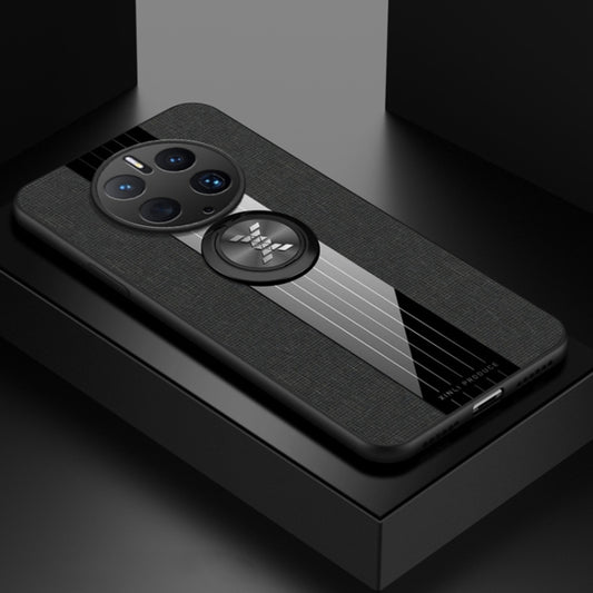 For Huawei Mate 50 Pro XINLI Stitching Cloth Textue TPU Phone Case with Ring Holder(Black) by XINLI