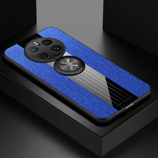 For Huawei Mate 50 Pro XINLI Stitching Cloth Textue TPU Phone Case with Ring Holder(Blue) by XINLI