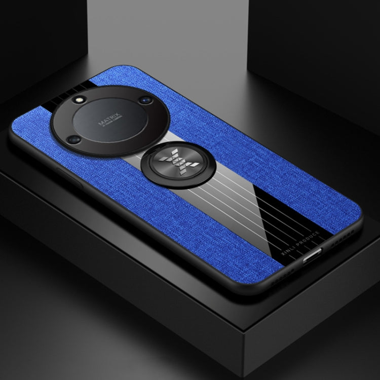 For Honor X40 XINLI Stitching Cloth Textue TPU Phone Case with Ring Holder(Blue) by XINLI