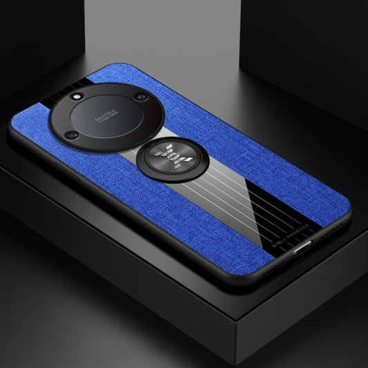 For Honor X40 XINLI Stitching Cloth Textue TPU Phone Case with Ring Holder(Blue) by XINLI