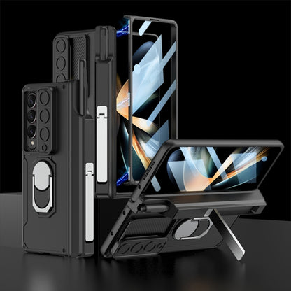 For Samsung Galaxy Z Fold4 GKK Integrated Magnetic Folding Phone Case with Pen Case(Black) by GKK