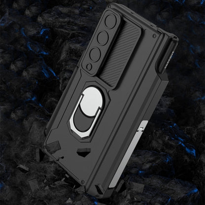 For Samsung Galaxy Z Fold4 GKK Integrated Magnetic Folding Phone Case with Pen Case(Black) by GKK