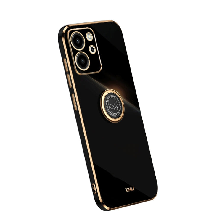 For Honor 80 SE 5G XINLI Straight Edge Electroplate TPU Phone Case with Ring(Black) by XINLI