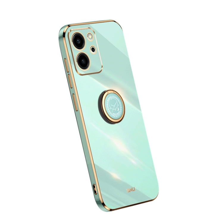 For Honor 80 SE 5G XINLI Straight Edge Electroplate TPU Phone Case with Ring(Mint Green) by XINLI