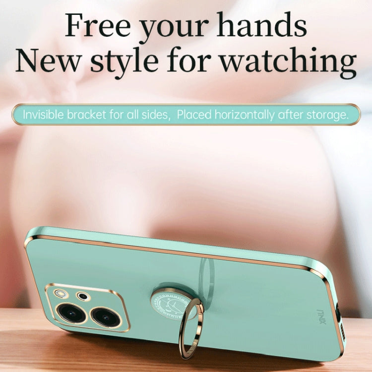 For Honor 80 SE 5G XINLI Straight Edge Electroplate TPU Phone Case with Ring(Mint Green) by XINLI
