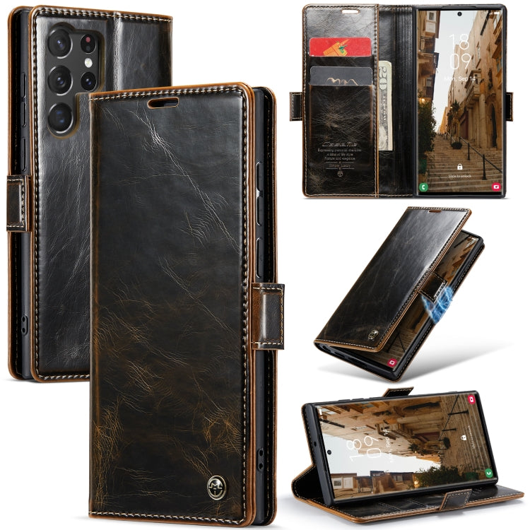 For Samsung Galaxy S23 Ultra 5G CaseMe 003 Crazy Horse Texture Leather Phone Case(Coffee) by CaseMe