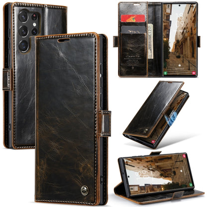 For Samsung Galaxy S23 Ultra 5G CaseMe 003 Crazy Horse Texture Leather Phone Case(Coffee) by CaseMe
